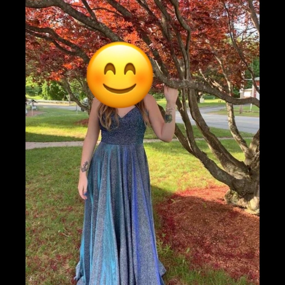 Arias Blue Sparkle Dress, size 10, Multicolor